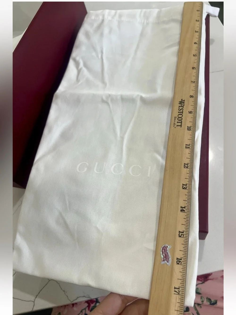 Gucci Authentic Empty Shoe Box Set w/ 2 new Dust Bags Red Burgundy Mens Sneakers